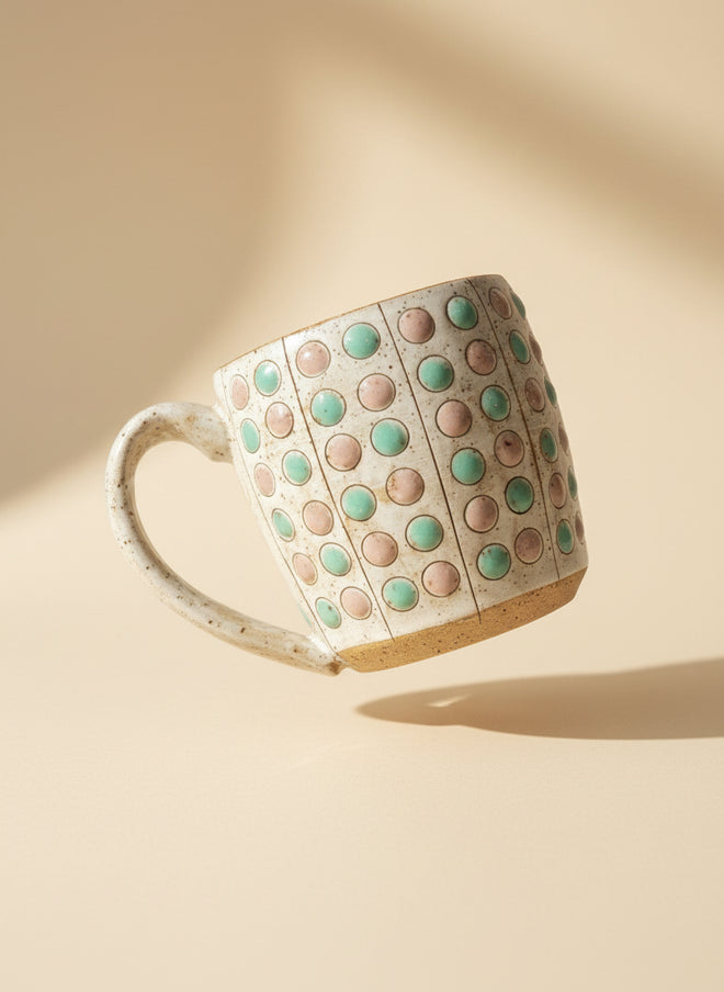 Ceramic Coffee Mug Large Dot Design - Made in Arizona