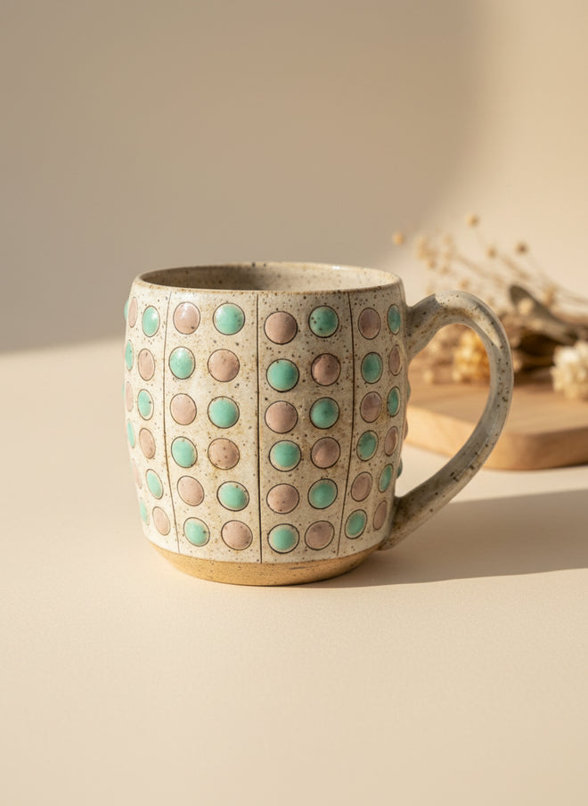 Ceramic Coffee Mug Large Dot Design - Made in Arizona