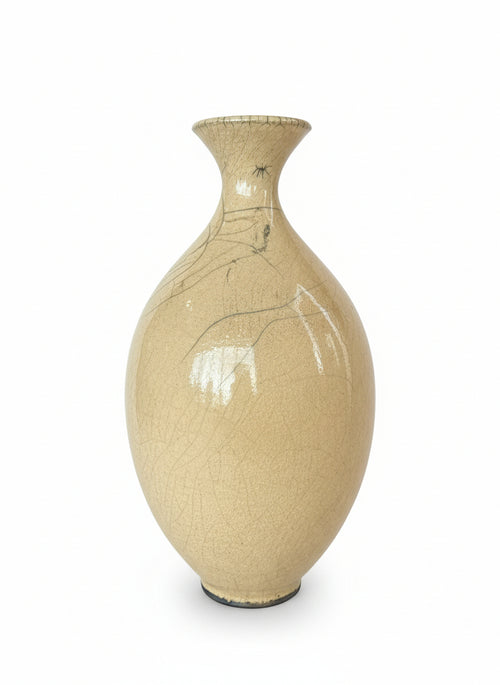 Handmade Crackle Glaze Ceramic Bottle 9"h x 5"w