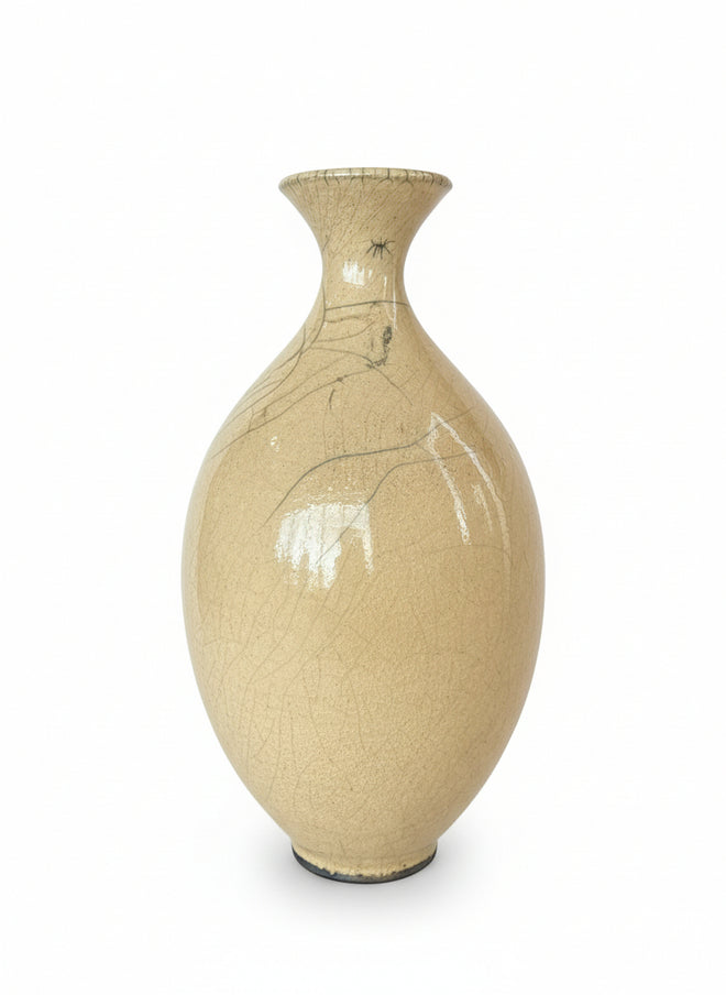 Handmade Crackle Glaze Ceramic Bottle 9"h x 5"w