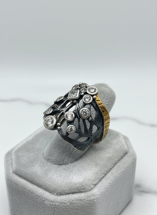 Handmade Branches Cluster Ring — Customizable Metals & Stones (Sterling Silver, Gold, CZ, & More)