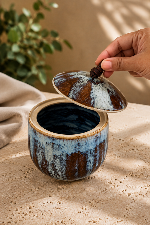 handmade food safe small ceramic lidded jar