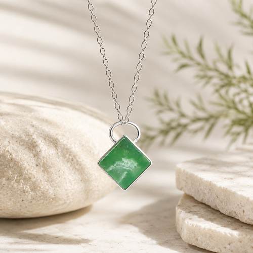 handmade jewelry by Sari Green Chrysoprase Necklace Green natural stone necklace 