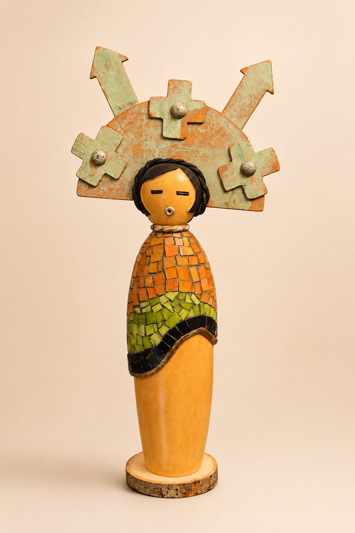 Handmade Mosaic Maiden Kachina Doll Sculpture by Julie Hemer