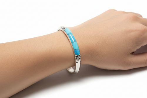 Opal & Amazonite Cuff Bracelet - Navajo Stone inlaid