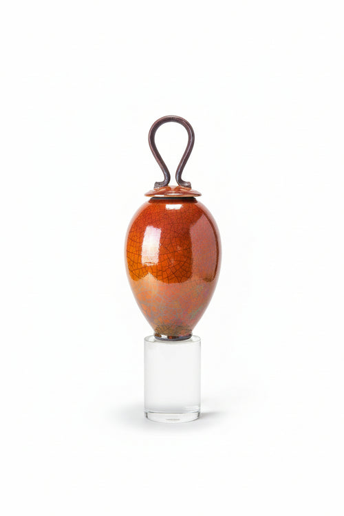 Raku Ferric Vase with Lid