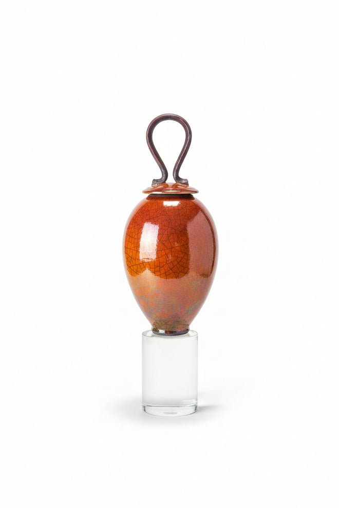 Raku Ferric Vase with Lid