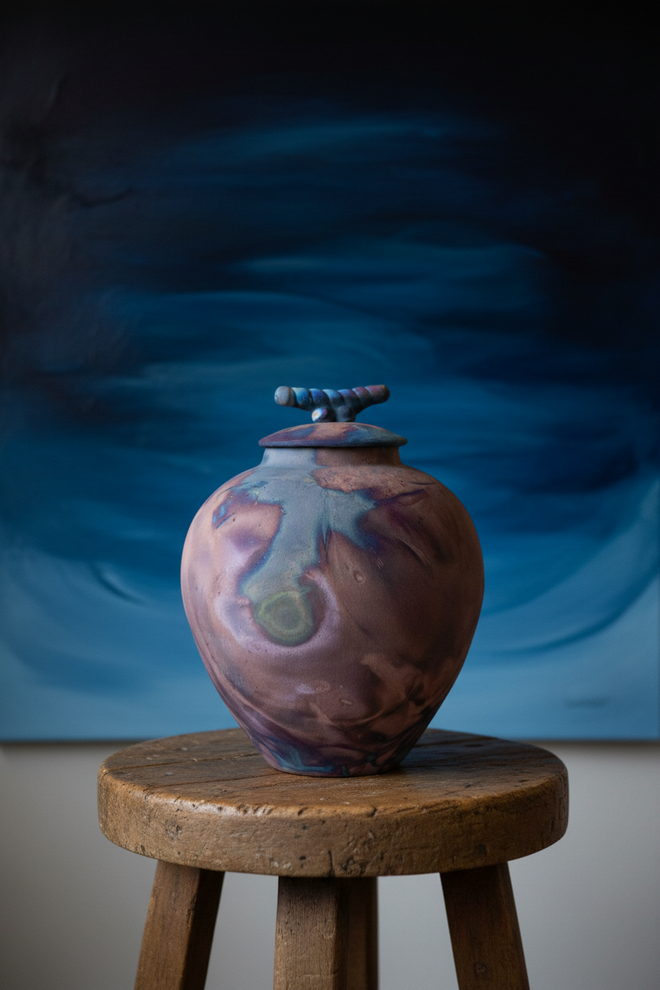 HANDMADE RAKU POT WITH LID