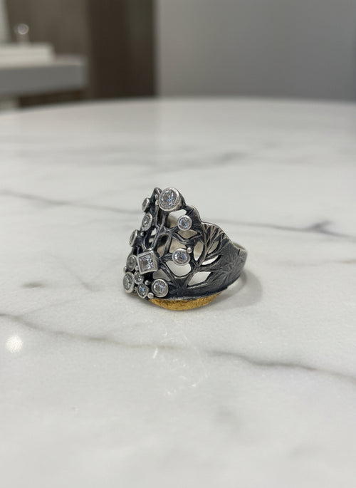 Handmade Branches Cluster Ring — Customizable Metals & Stones (Sterling Silver, Gold, CZ, & More)