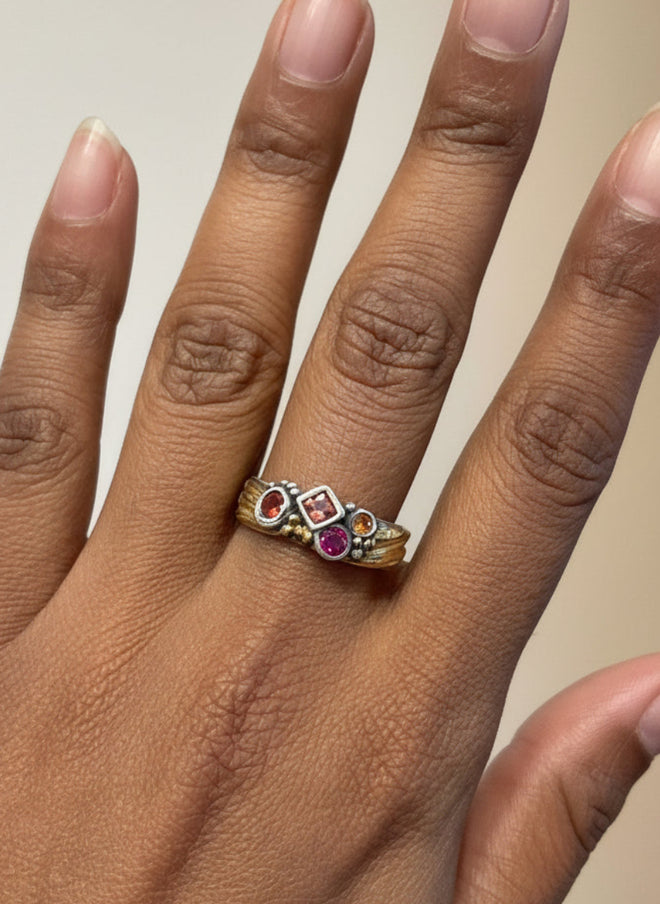 Sapphires & Ruby Ring - Handmade