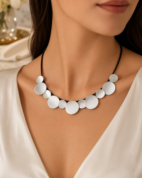 handmade silver disc necklace
