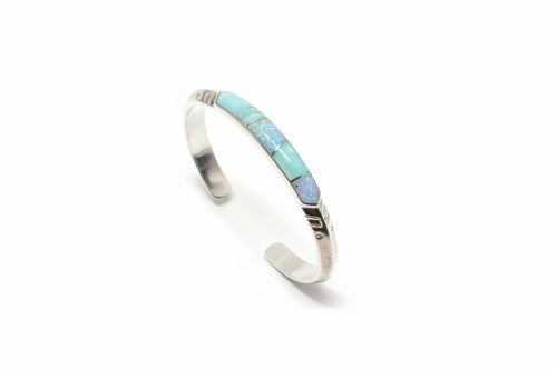 Opal & Amazonite Cuff Bracelet - Navajo Stone inlaid