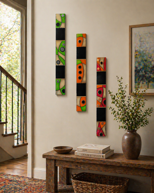 Orange/Green Color - Southwest Totems 20.5”h x 4”w by Julie Hemer