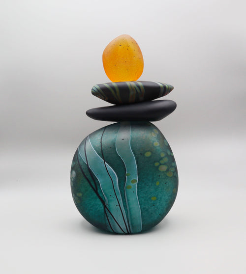 Turquoise with Golden Cairn Sculpture