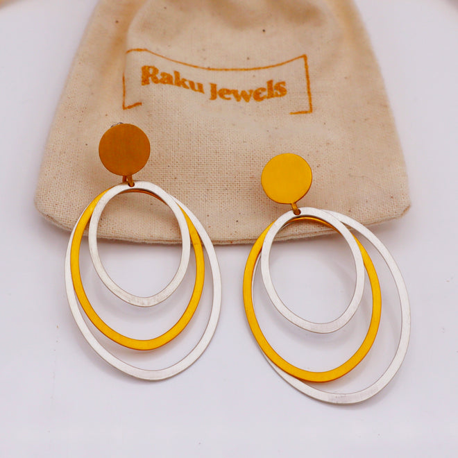 Oval Sterling Silver 18 Karat Gold Plated Earrings