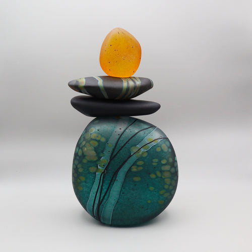 Turquoise with Golden Cairn Sculpture