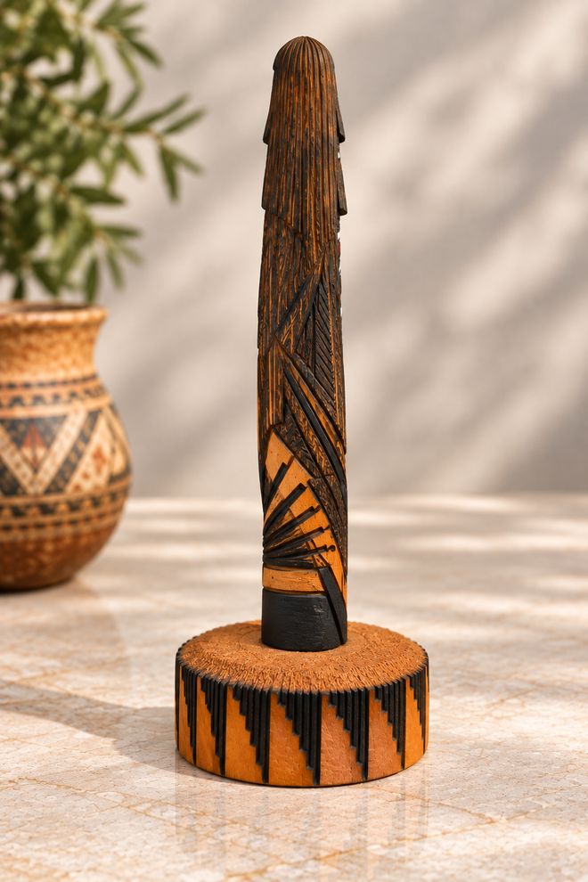 Hand-Carved Long Hair Kachina Sculpture – Navajo Artist Jerald Guy
