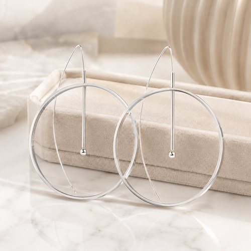 large silver hoop earring everyday wear lightweight 
