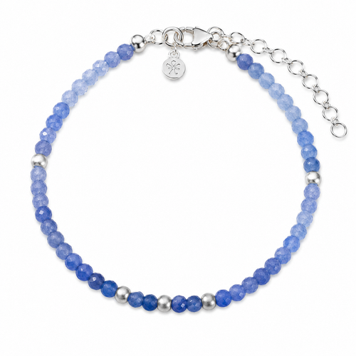 Luxury handmade blue aventurine gemstone bracelet with matte sterling silver beads and adjustable sterling silver clasp, perfect for layering or everyday wear.