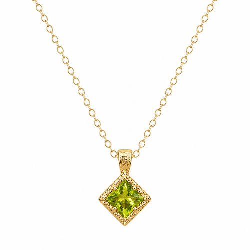 Peridot Pendant Necklace in 18k Gold Vermeil | August Birthstone Jewelry | Raku Gallery