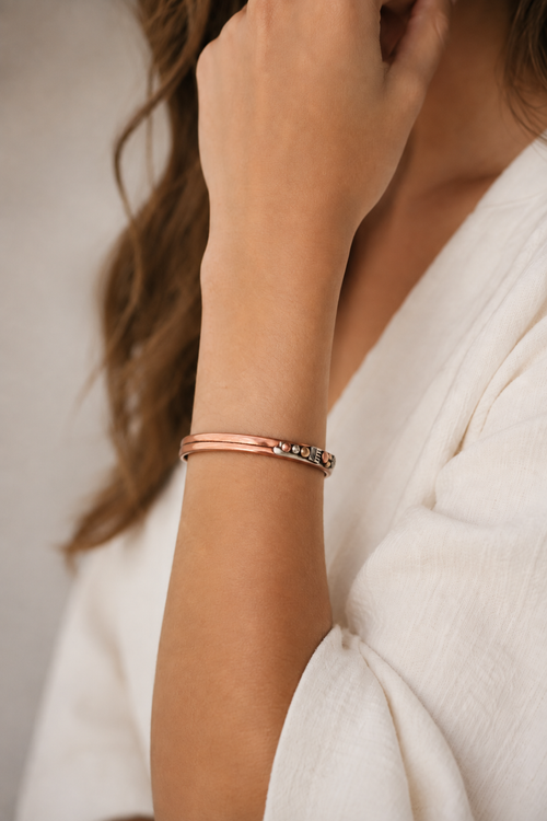 mixed metal copper cuff bracelet