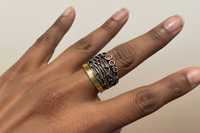 Handmade Multi-Sapphire Ring in Sterling Silver – One-of-a-Kind