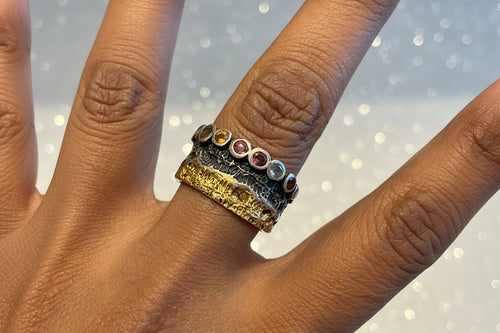 Handcrafted Multi-Tourmaline Ring – Natural Gemstones in Sterling Silver
