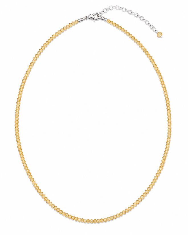 Hand beaded natural citrine necklace with faceted 2mm golden gemstone beads