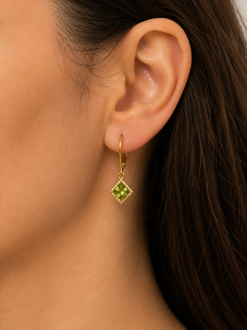 Peridot Drop Earrings – 18k Gold Vermeil