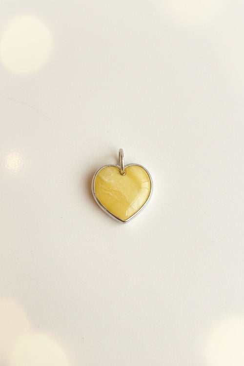 Sterling Silver Amber Heart Necklace