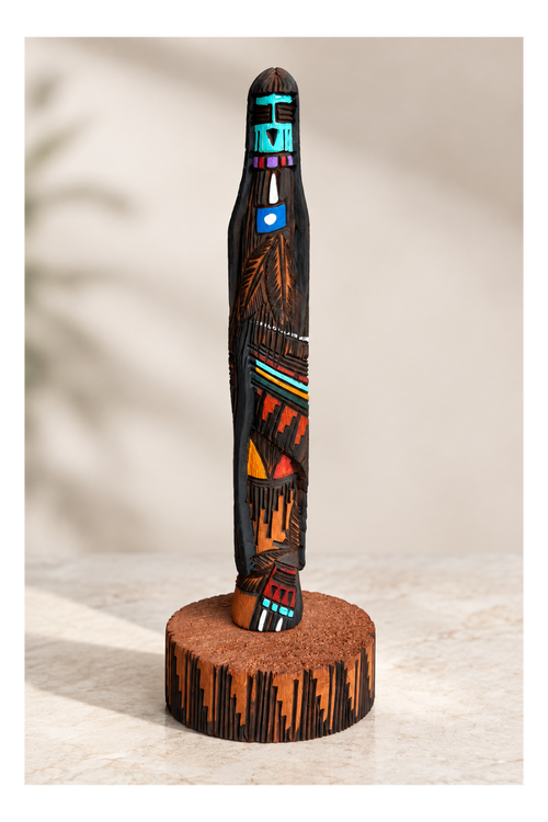 Hand-carved Navajo Kachina doll by Jerald Guy, one-of-a-kind cottonwood Native American sculpture