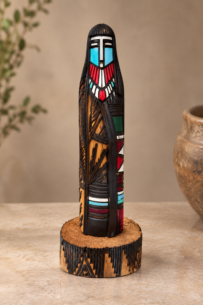 Navajo Long Hair Kachina doll hand-carved from cottonwood by Jerold Guy