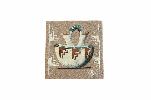 Sand painting by Navajo Artist Ben Mitchell 4x4