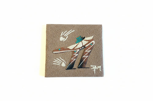 Sand painting by Navajo Artist Ben Mitchell 4x4