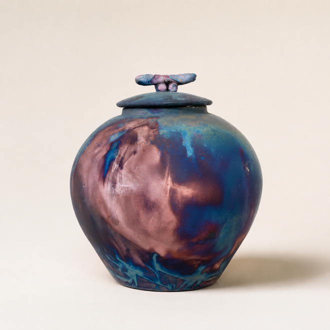 One-of-a-kind Raku pottery handmade in Jerome, Arizona with rich Southwest colors