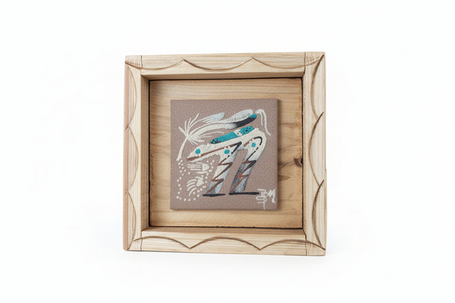 Healing Bear (Sand Painting) by Navajo Artist Ben Mitchell 7x7 (framed)