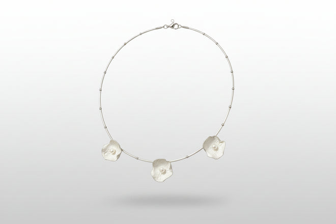 Sterling Silver Three Shell Pendant with Freshwater Pearls — Ocean‑Inspired Necklace