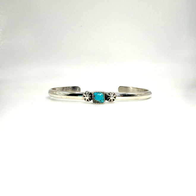 Navajo-Made Kingman Turquoise Cuff Bracelet | Sterling Silver | Adjustable