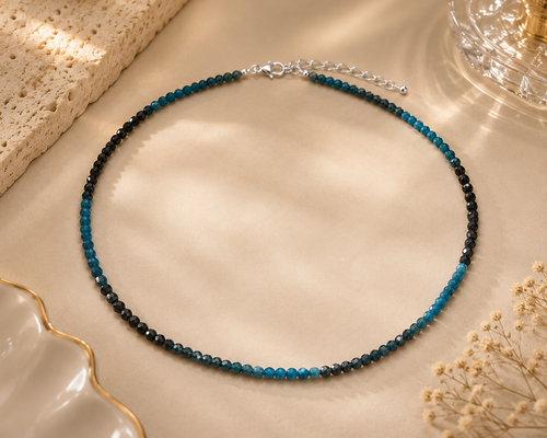 petite beaded green blue necklace perfect for layering