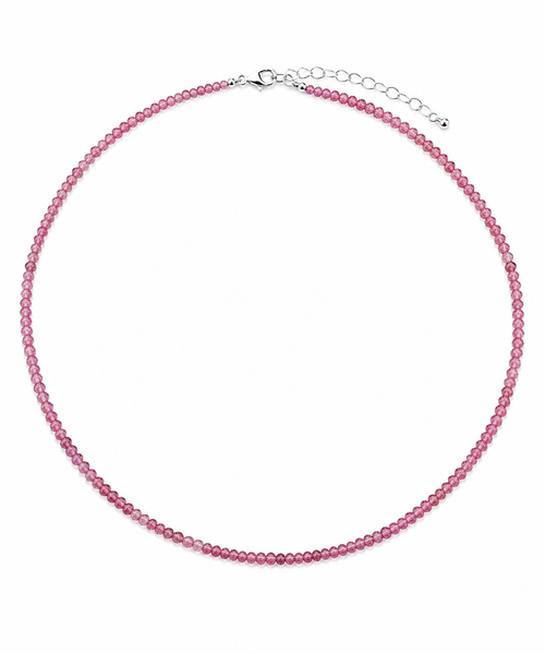 petite pink tourmaline beaded necklace