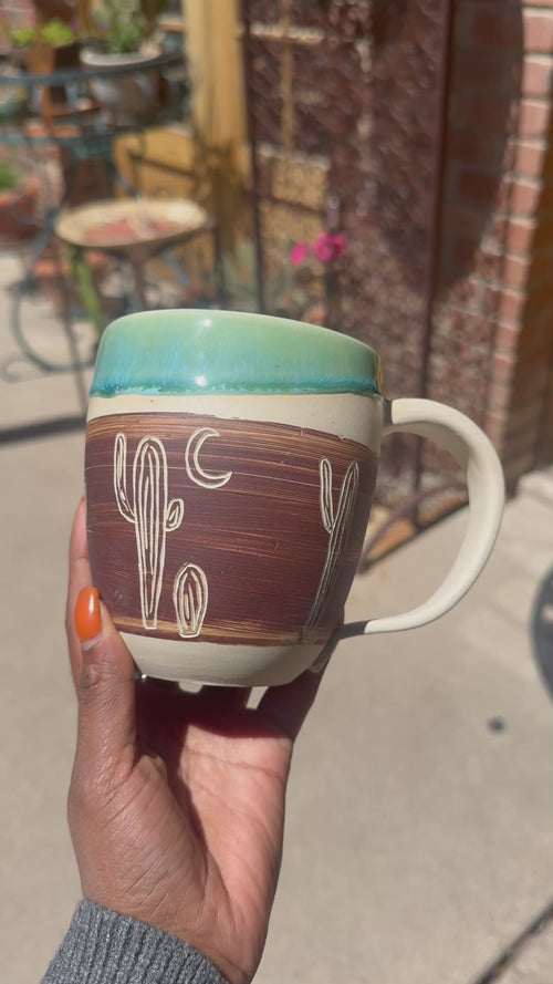 Handmade Carved Saguaro Cactus Mug by Sari Green
