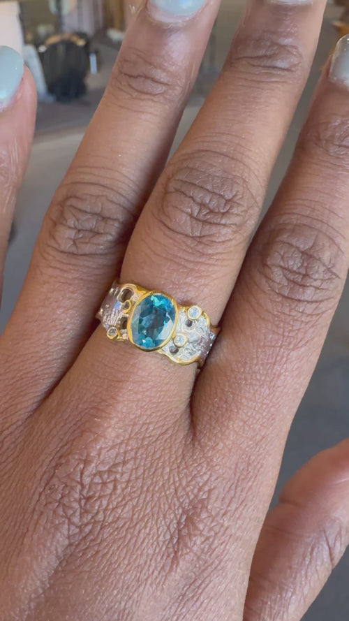 Swiss Blue Topaz & White Topaz Ring
