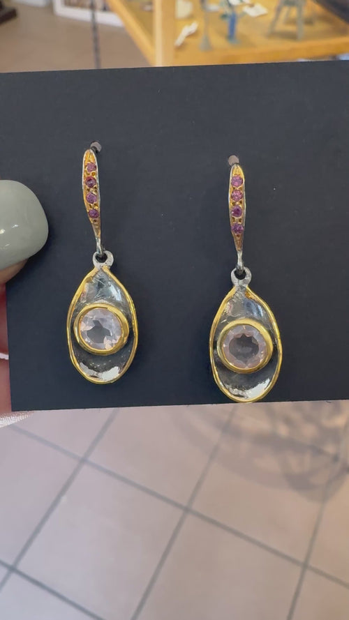Rose Quartz & Rhodolite Earrings