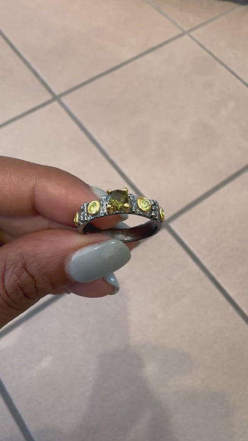 Green Tourmaline & Peridot Ring