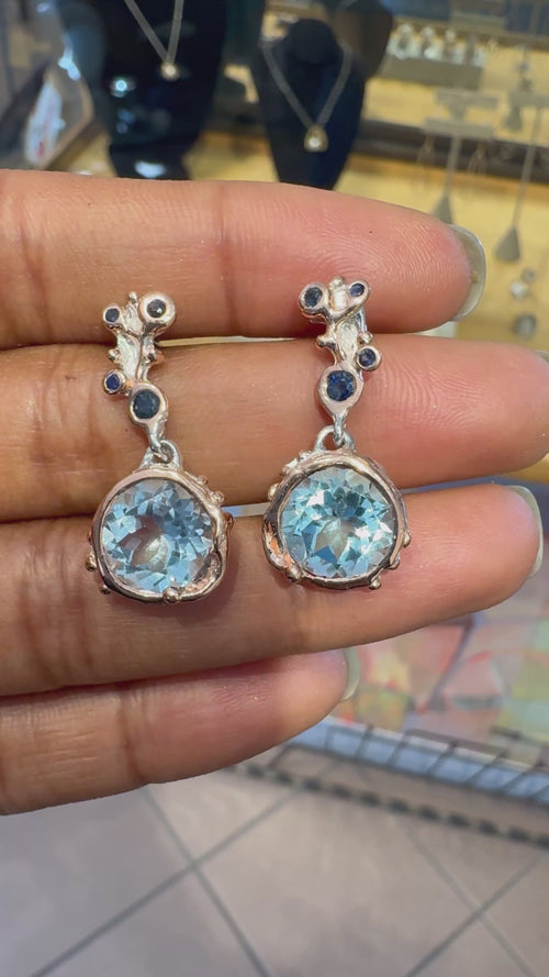 Blue Topaz & Blue Sapphire Earrings