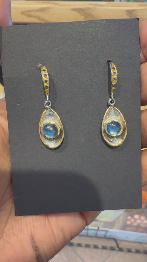 Spectrolite & Sapphire Earrings