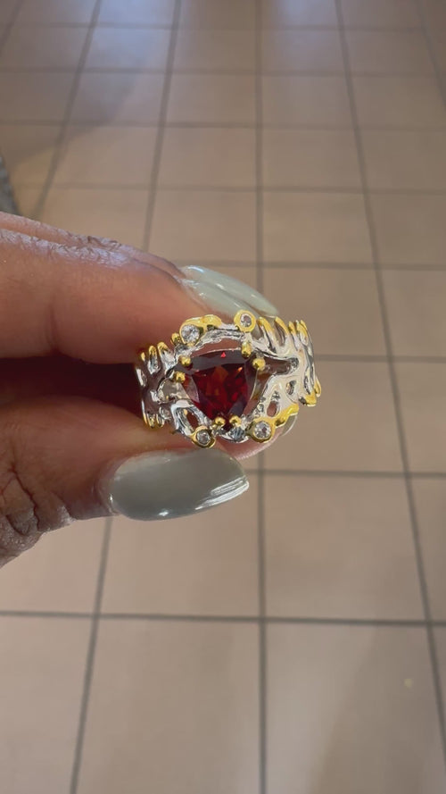 Garnet & White Topaz Ring