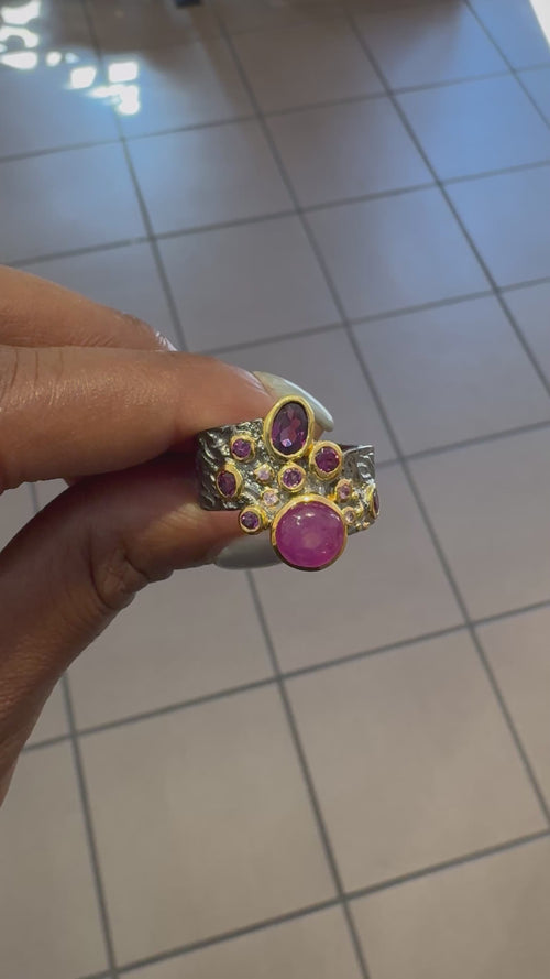 Ruby, Rhodolite & Sapphire Ring