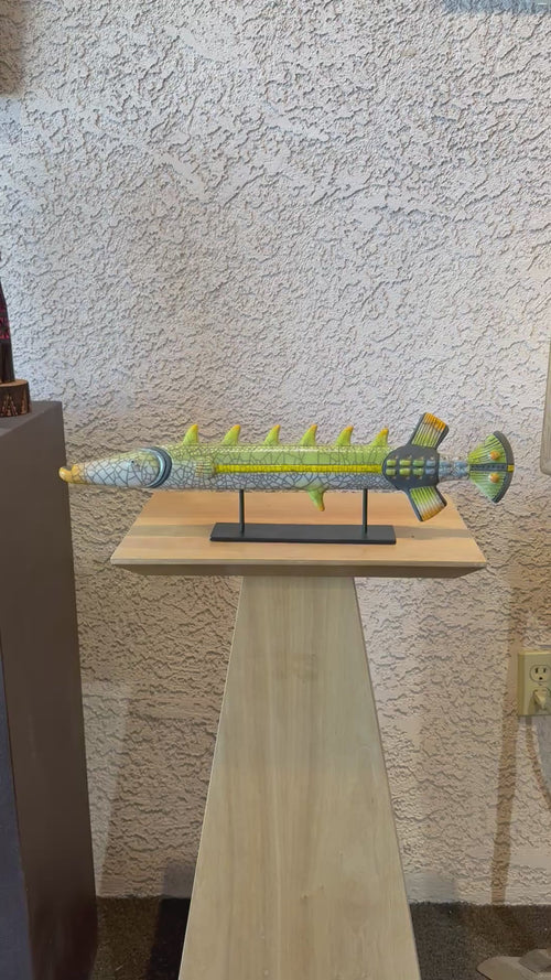 Ceramic Trumpet Fish Sculpture (Green)