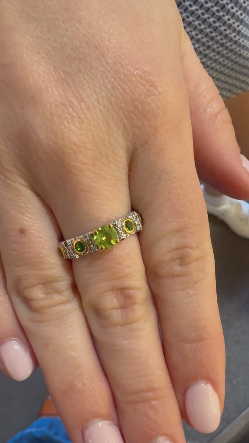 Peridot & Green Chrome Diopside Petite Ring